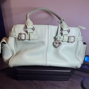 Brighton Mint Green Pebbled Leather Shoulder Bag Woven handles EUC